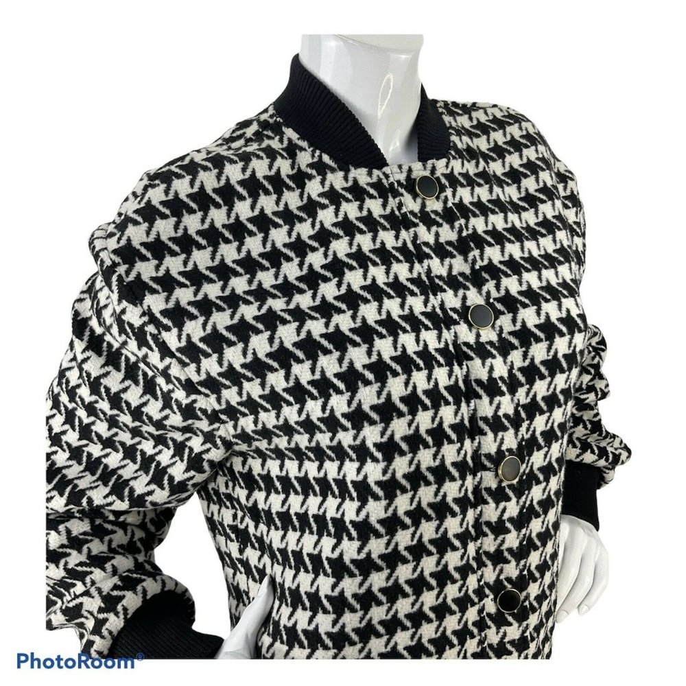 L'Academie Jacket Women Sz S The Sophia Bomber Black White Houndstooth $178 Nwt - Picture 3 of 11
